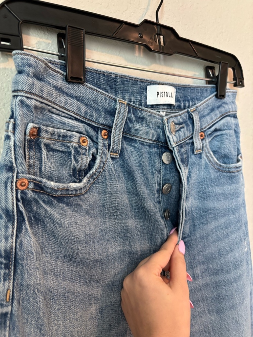Pistola High Waisted Straight Leg Medium Wash Jeans Size 26 - Picture 8 of 13